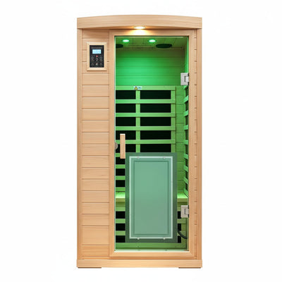1 Person Infrared Sauna, 0-5 Mg Utra Low EMF Sauna with Door Heating Plate