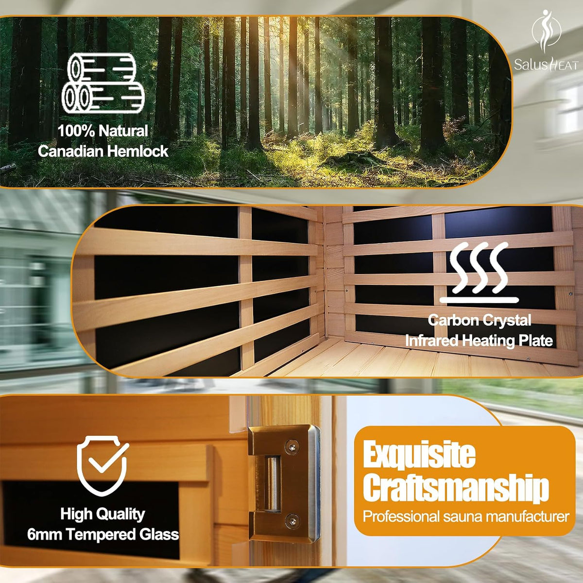 1 Person Infrared Sauna, 0-5 Mg Utra Low EMF Sauna with Door Heating Plate