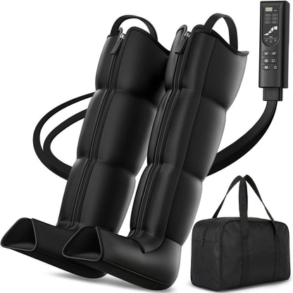 Leg Compression Massager, Full-Leg Compression Boots, Black Medium