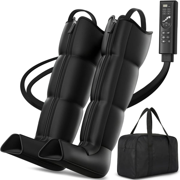 Leg Compression Massager, Full-Leg Compression Boots, Black Medium