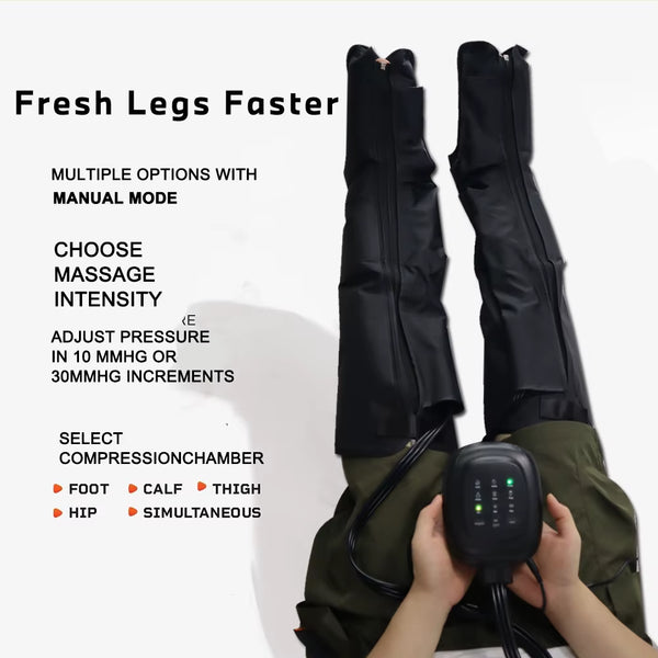 Air Compression Leg Recovery System Built for Full-Leg Support, 4 Airbag Chambers, Digital Controls, 8 Intensities