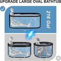 XXL Drop Stitch Ice Bath Tub for Recovery 216 Gal, Compatible with Water Chillers, Cold Plunge Tub with Insulated Lid, Multi-Layer Portable Bathtub for Cold Water Therapy(59In*32.2In*27In)