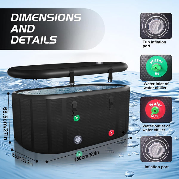 Cold Plunge Tub Designed for Recovery Therapy, 216 Gallon Capacity, Multi-Layer Construction, Insulated Lid
